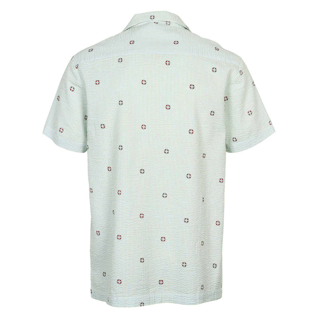 Conservandum SEERSUCKER STRIPE herre skjorte T-shirt Tofu/ Ocean/ Mineral red 690000311