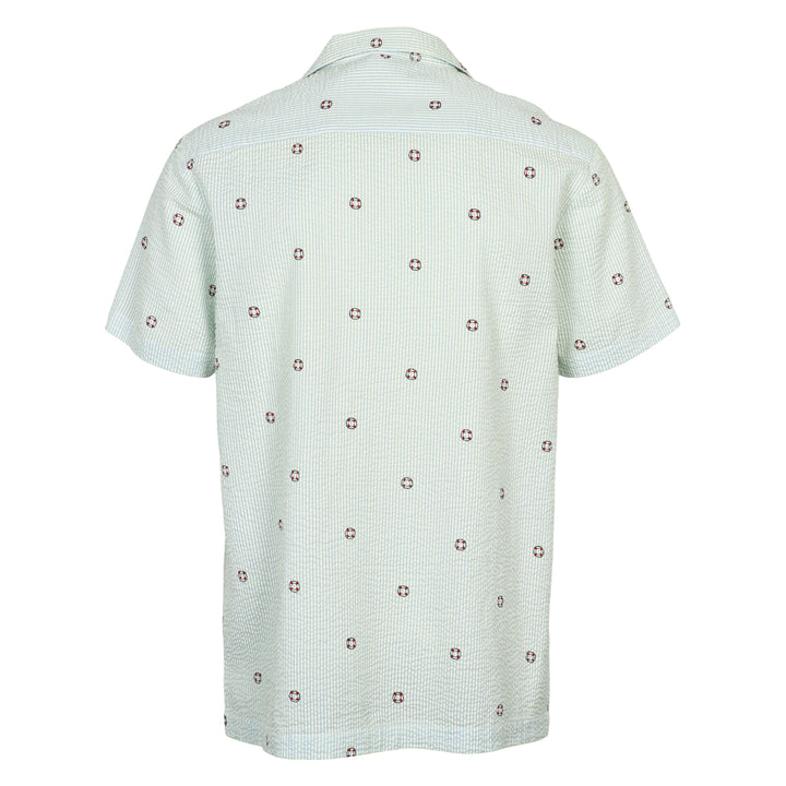 Conservandum SEERSUCKER STRIPE herre skjorte T-shirt Tofu/ Ocean/ Mineral red 690000311