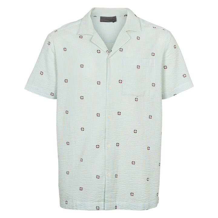 Conservandum SEERSUCKER STRIPE herre skjorte T-shirt Tofu/ Ocean/ Mineral red 690000311