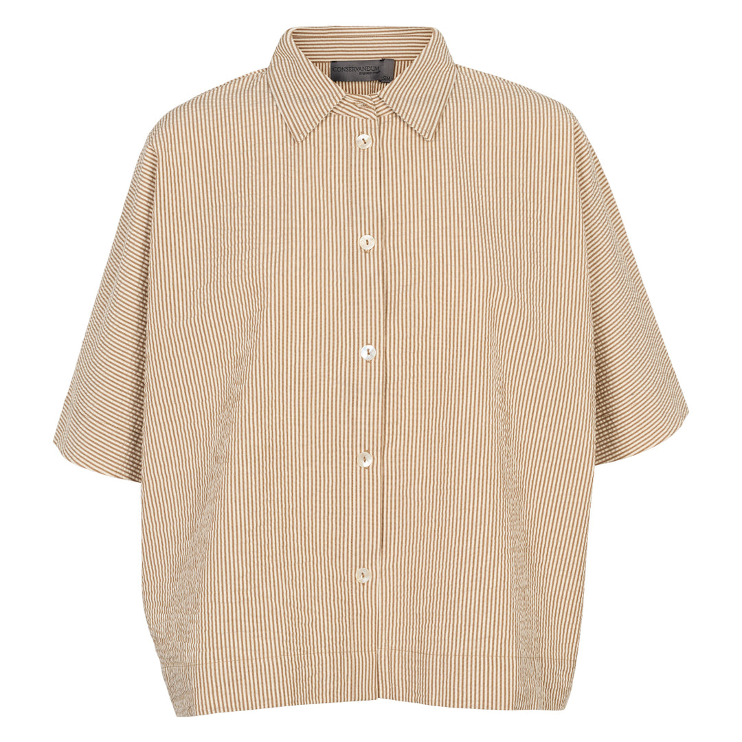 Conservandum SEERSUCKER STRIPE skjorte box-fit T-shirt Birch/ Muchi 690000346