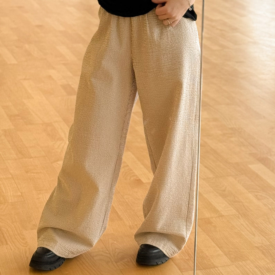 Conservandum SEERSUCKER STRIPE wide leg bukser Bukser Birch/ Muchi 690000346