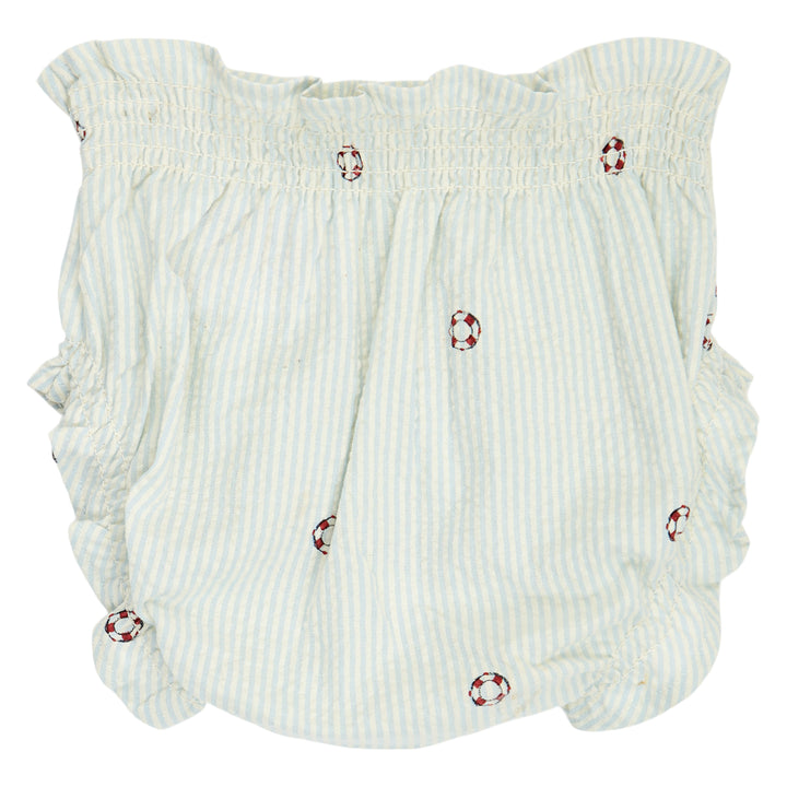 müsli SEERSUCKER stribet smock bloomers Bukser Tofu/ Ocean/ Mineral red 690000311