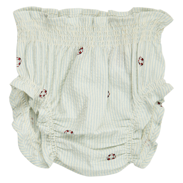 müsli SEERSUCKER stribet smock bloomers Bukser Tofu/ Ocean/ Mineral red 690000311