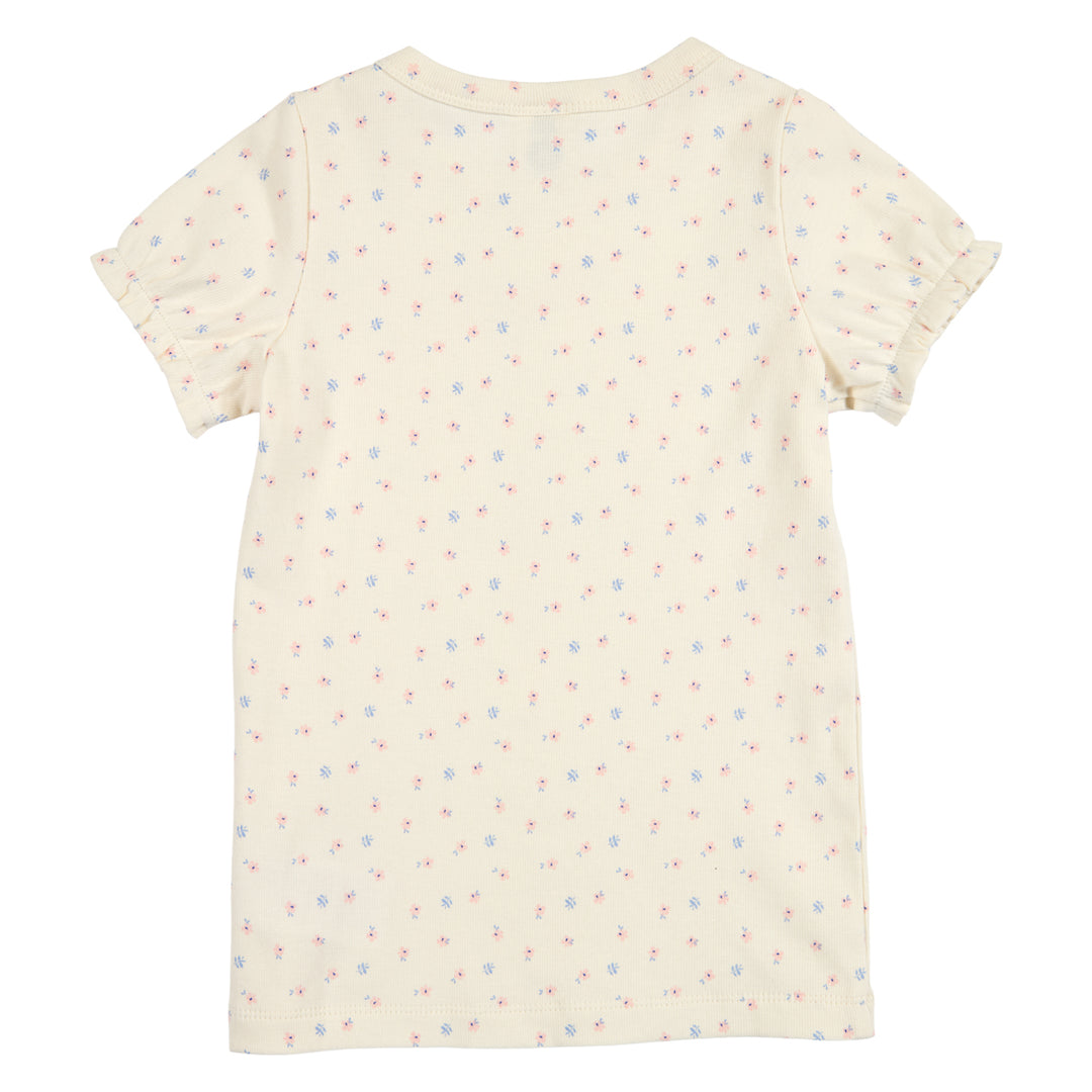 müsli SPRING rib top med blomster T-shirt Tofu/ Nectar/ shell blue 690000313