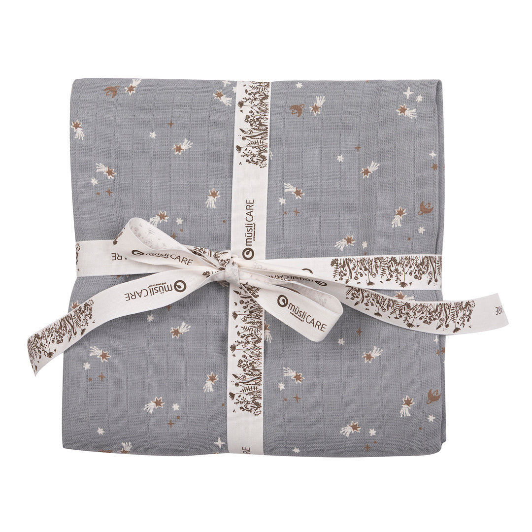 müsli STARS muslin svøb Pusleting Jasmin blue/ Balsam cream/ Walnut 690000318