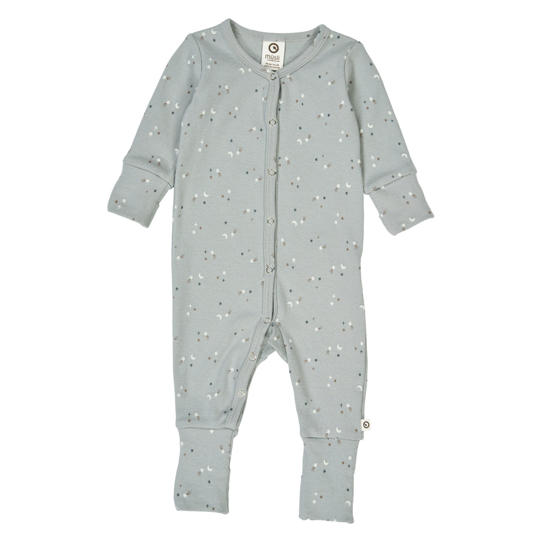 müsli STARS rib heldragt med fødder Bodystockings Jasmin blue/ Walnut/ Stormy blue 690000271