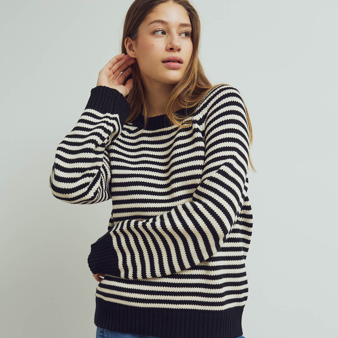 Conservandum STRIPE KNIT strik trøje Sweatshirt Black 019400706