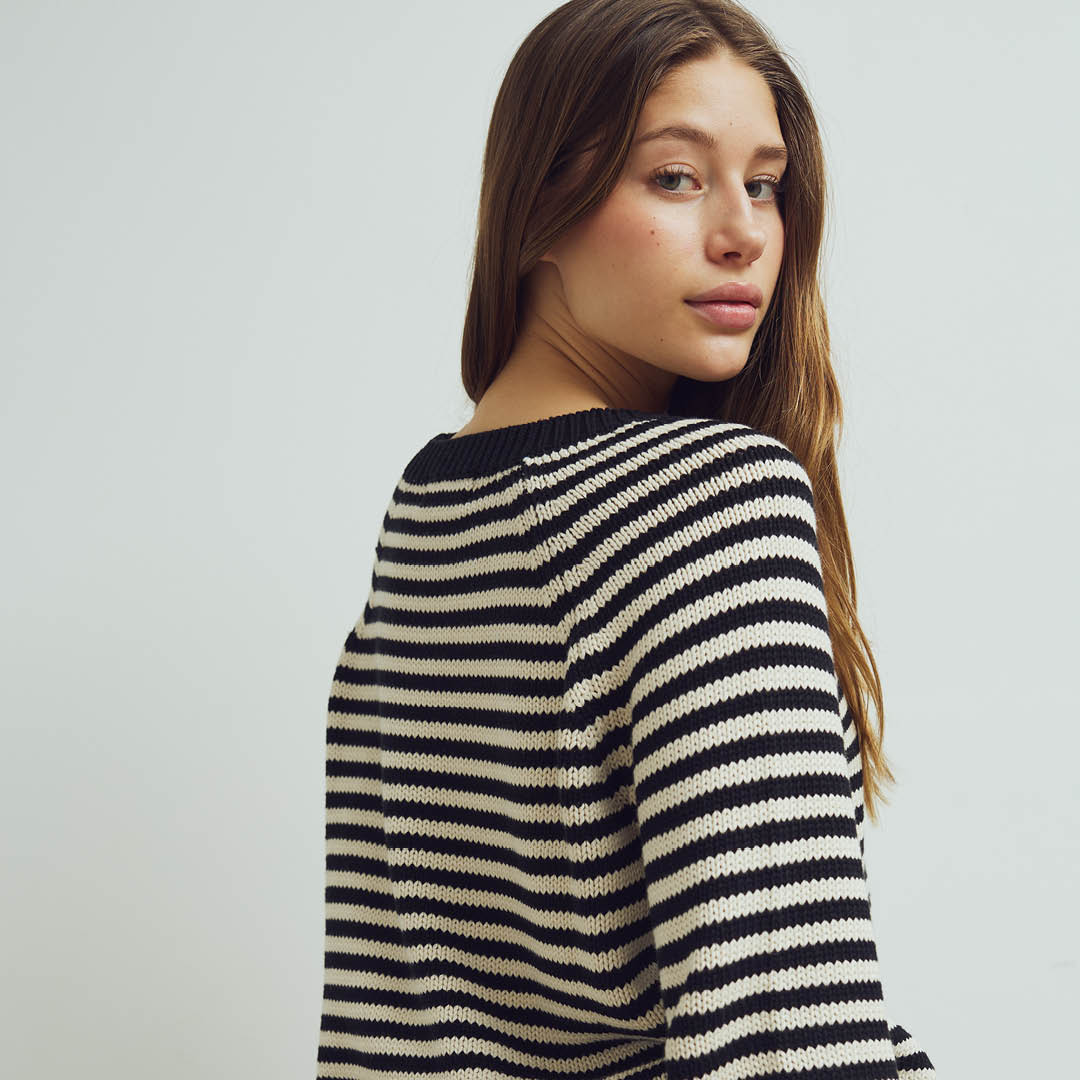 Conservandum STRIPE KNIT strik trøje Sweatshirt Black 019400706