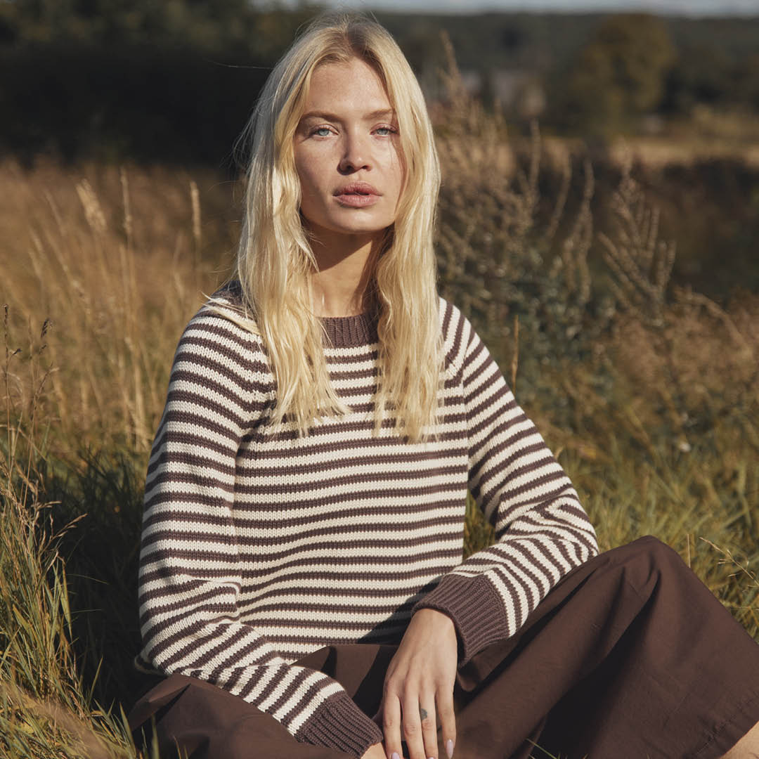 Conservandum STRIPE KNIT strik trøje Sweatshirt French Roast 019101200