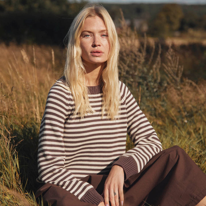 Conservandum STRIPE KNIT strik trøje Sweatshirt French Roast 019101200