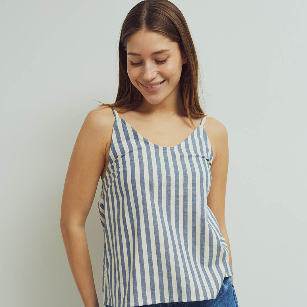 Conservandum STRIPE WOVEN top T-shirt Blue / White 690000274