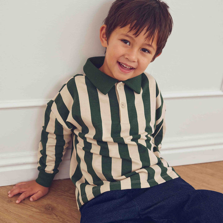müsli STRIPE polo bluse Langærmet bluse Oak/ Forest green 690000335
