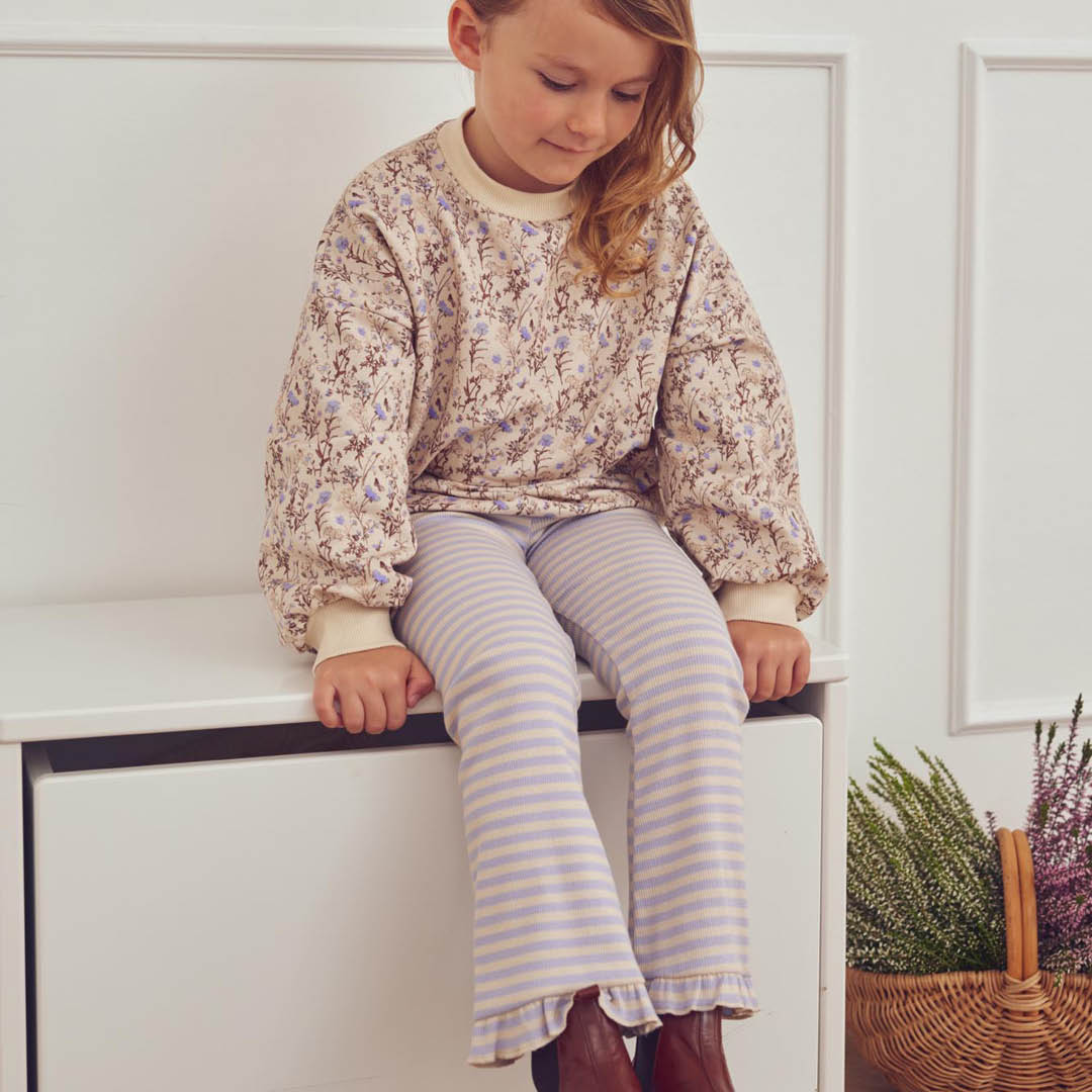 müsli STRIPE rib bukser med flæse Bukser Oak/ Mauve 690000345