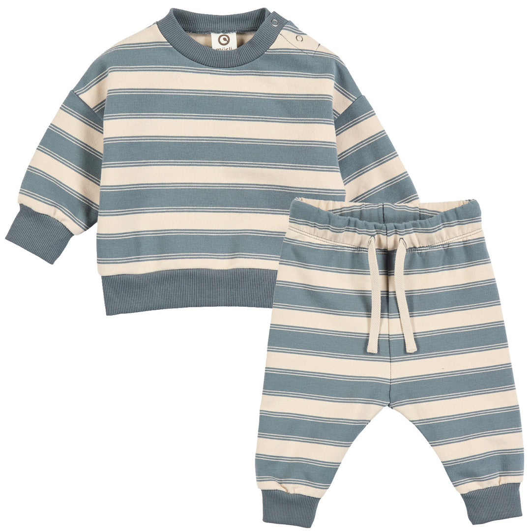 müsli STRIPE sweat sæt Bodystockings Oak/ Stormy blue 690000263