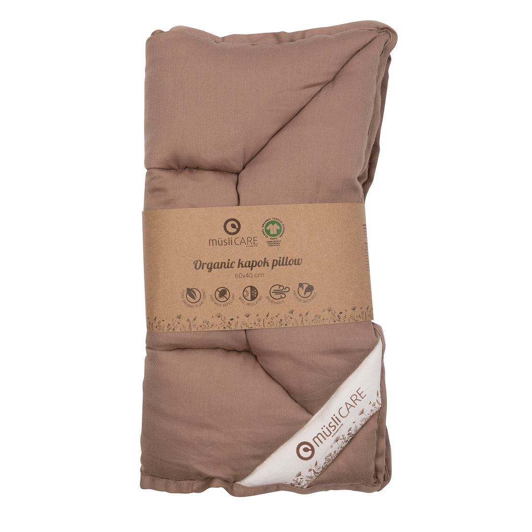müsli Satinvævet kapok pude 60x40 cm Sengetøj Walnut 017080802