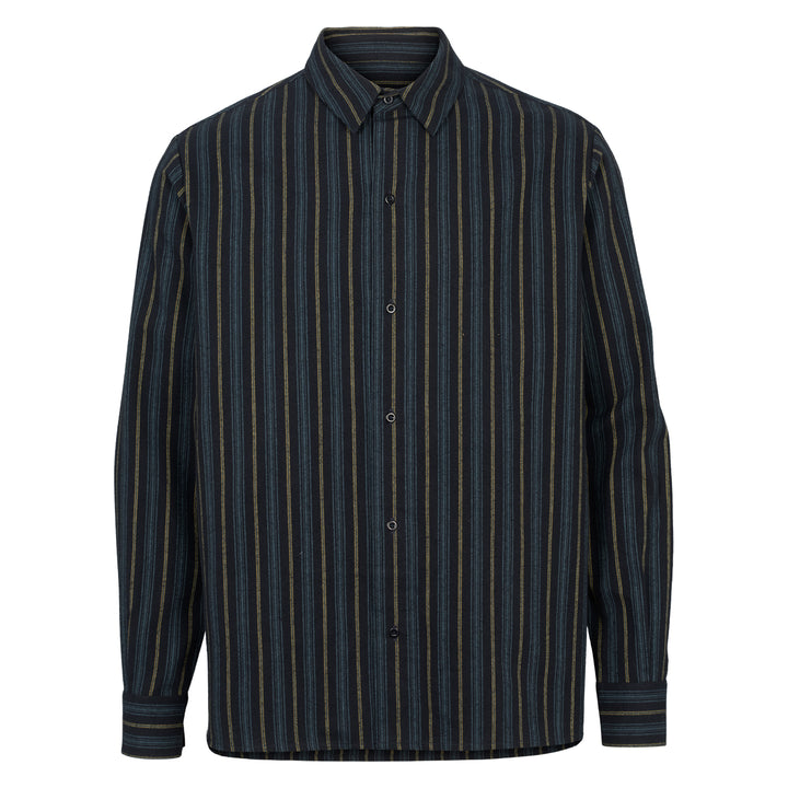 Conservandum Skjorte i stribet væv T-shirt Night blue 019402301