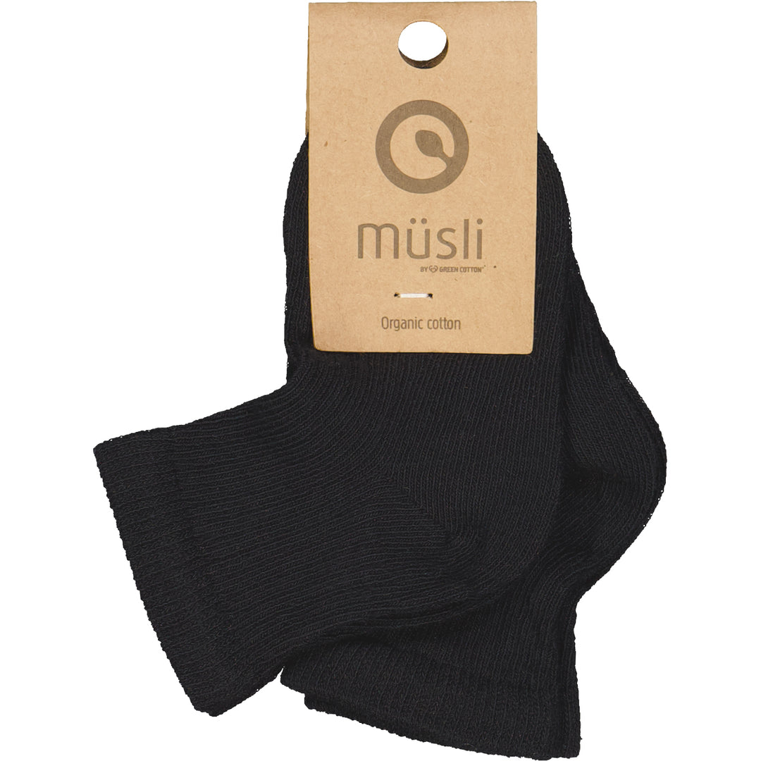 müsli Sokker i rib 2-pak Socks Black 019400706