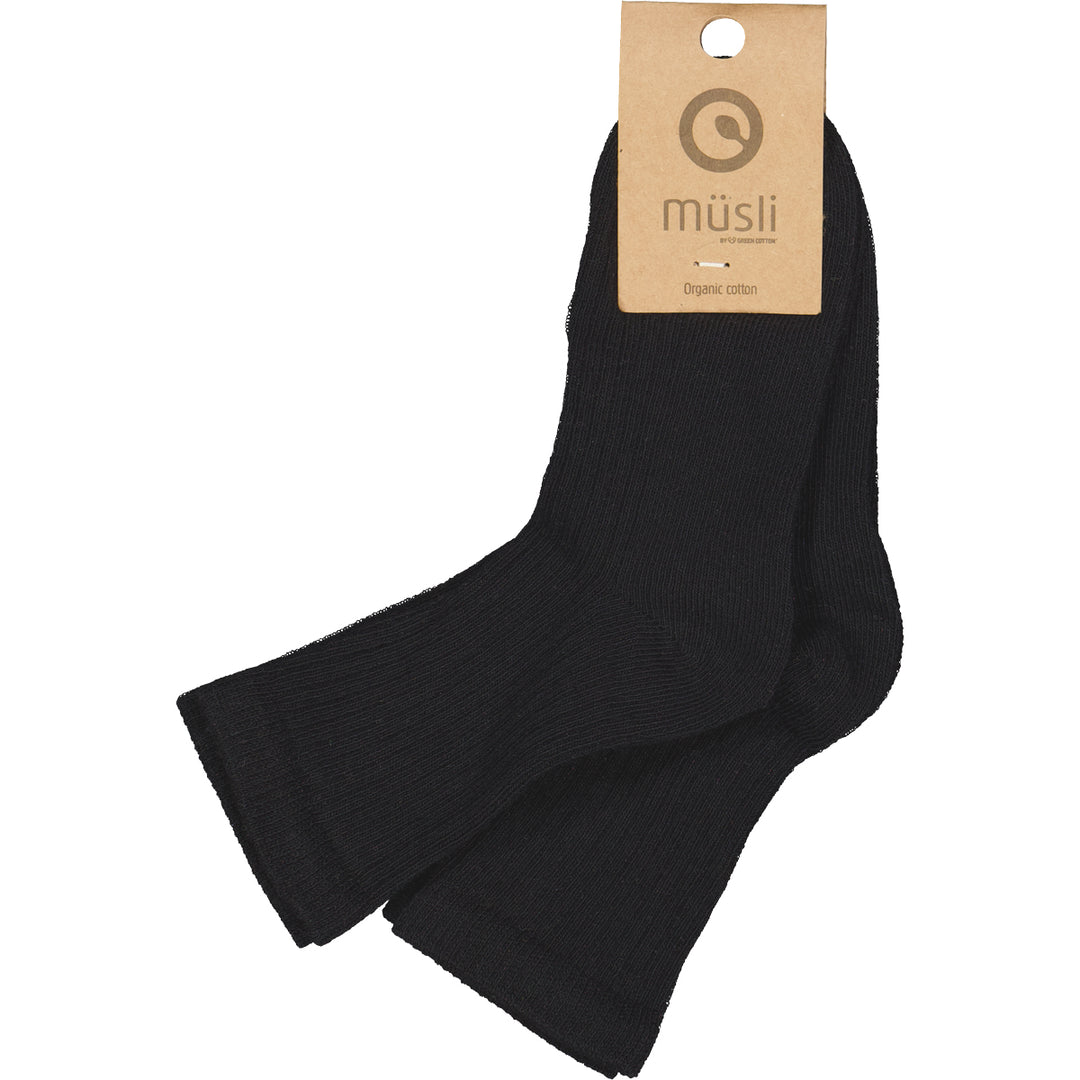 müsli Sokker i rib 2-pak Socks Black 019400706