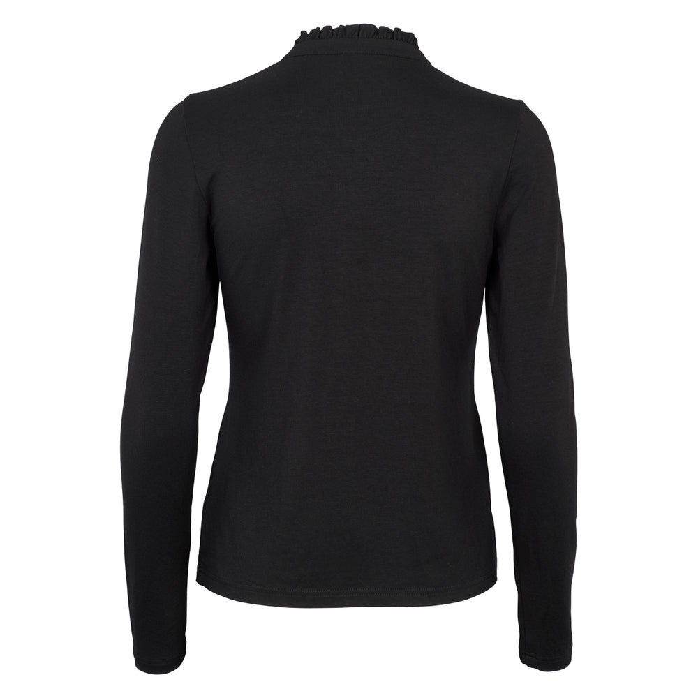 Conservandum TENCEL flæsekrave bluse T-shirt Black 019400706