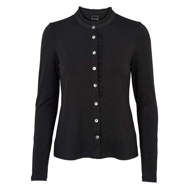 Conservandum TENCEL flæsekrave bluse T-shirt Black 019400706