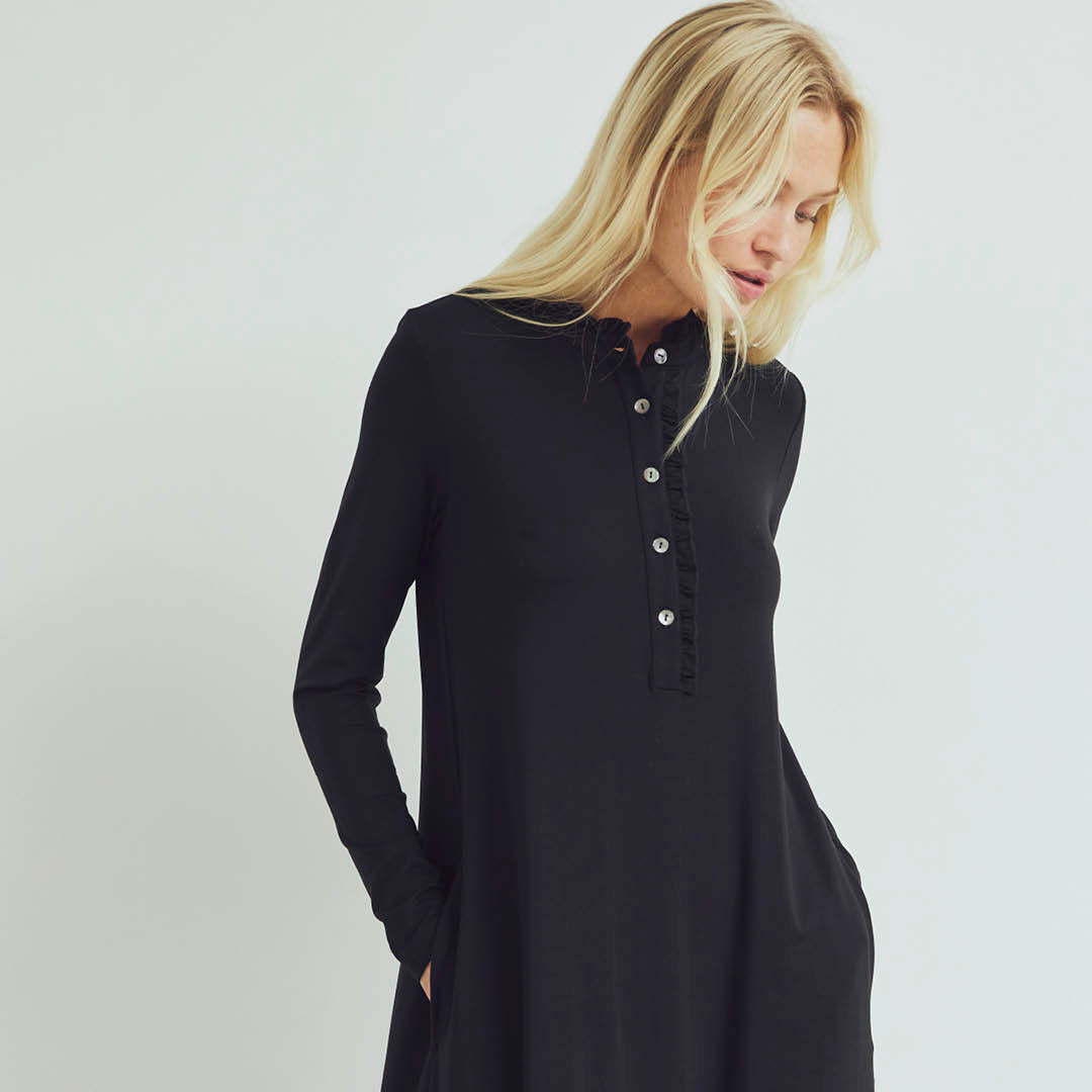 Conservandum TENCEL kjole med krave Kjoler Black 019400706