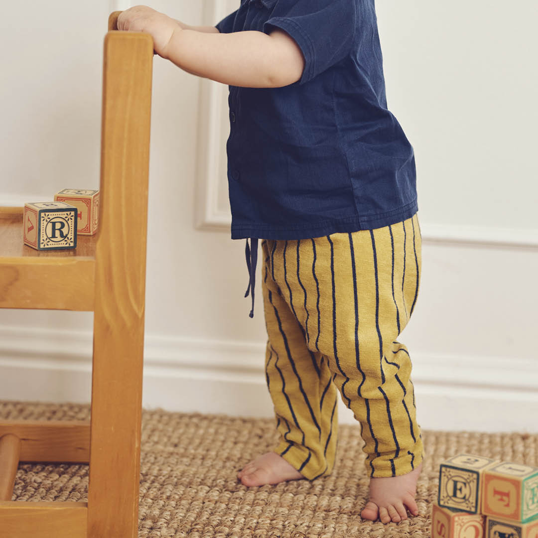 müsli TERRY STRIPE bukser i frotté Bukser Hemp/ Navy 690000309
