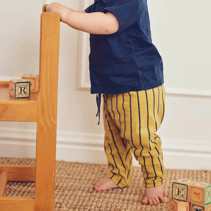 müsli TERRY STRIPE bukser i frotté Bukser Hemp/ Navy 690000309