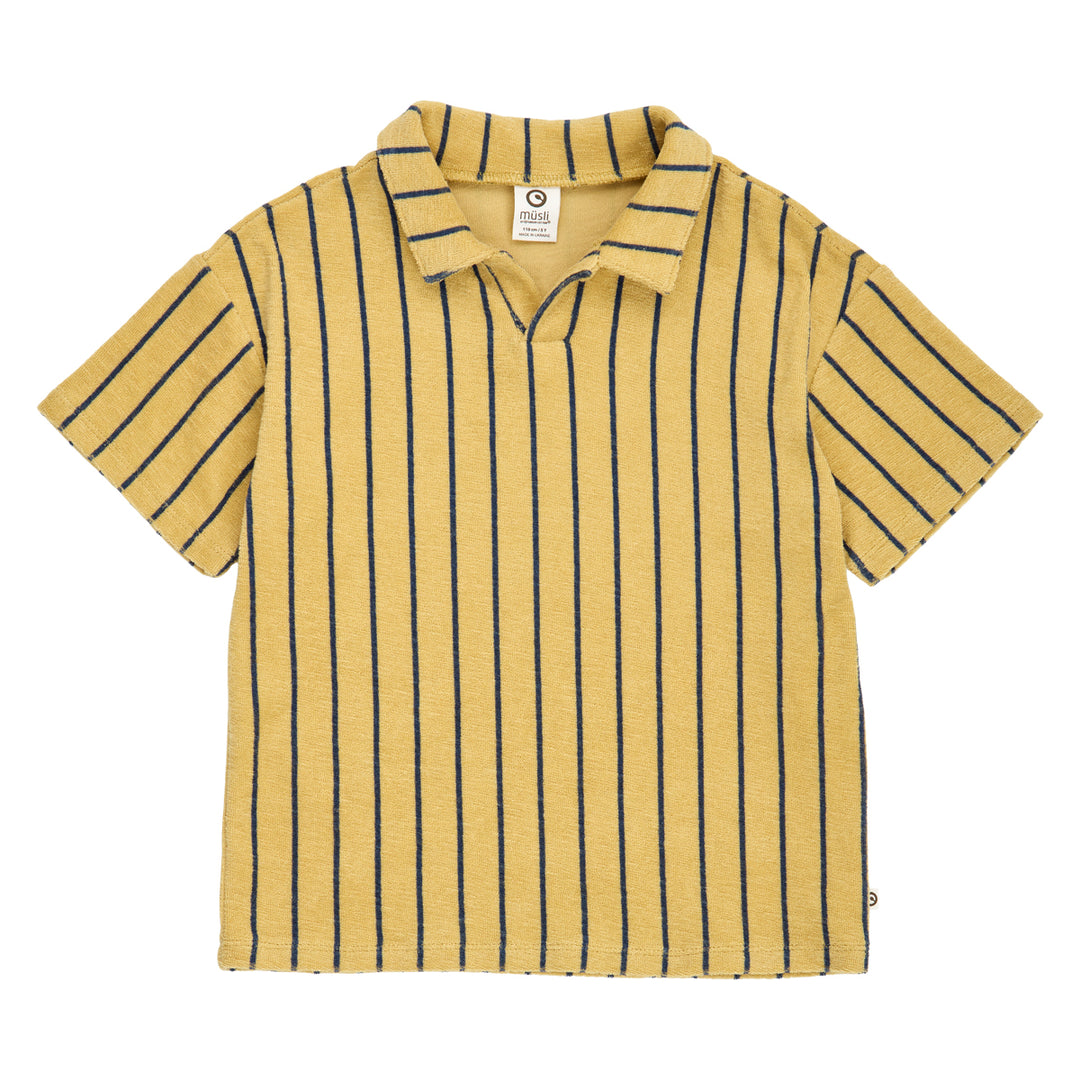 müsli TERRY STRIPE polo i frotté T-shirt Hemp/ Navy 690000309