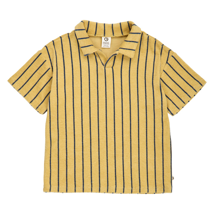 müsli TERRY STRIPE polo i frotté T-shirt Hemp/ Navy 690000309