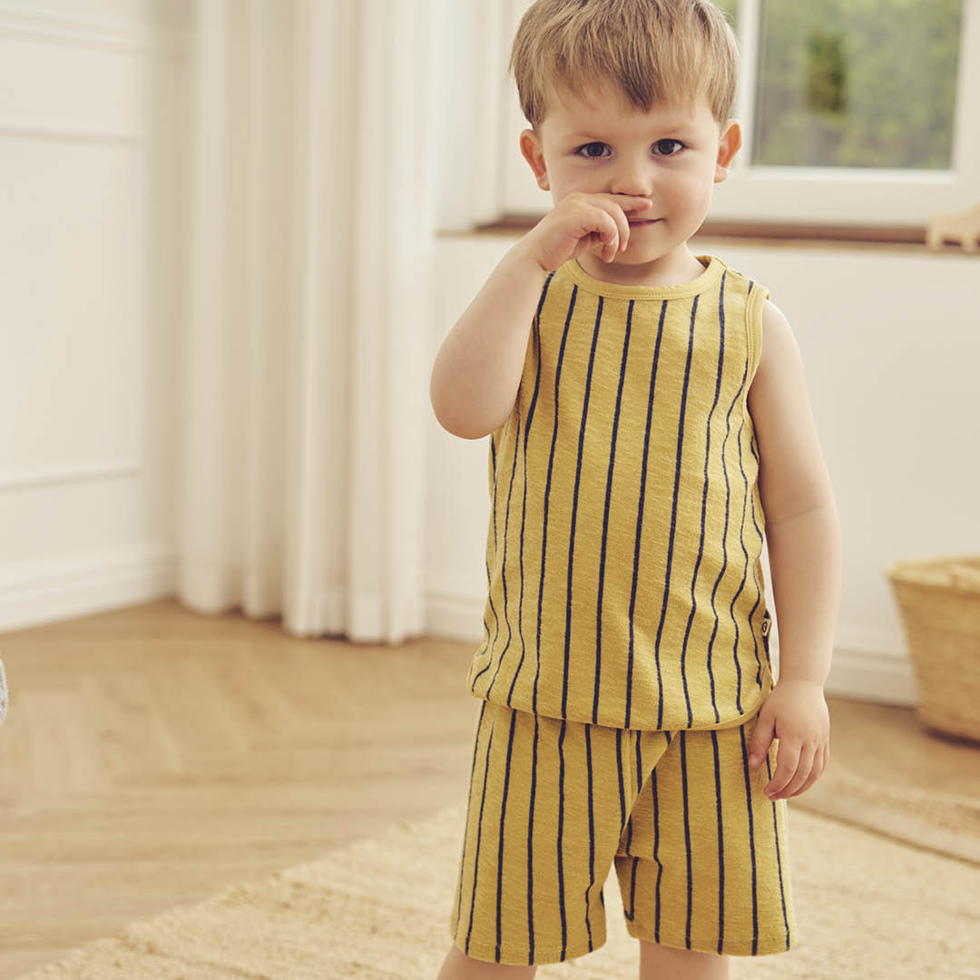 müsli TERRY STRIPE shorts i frotté Bukser Hemp/ Navy 690000309