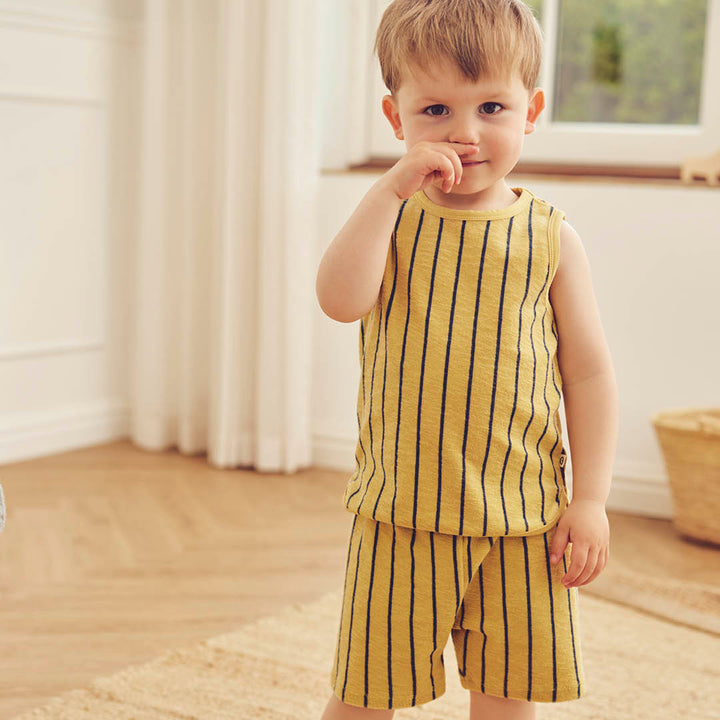 müsli TERRY STRIPE shorts i frotté Bukser Hemp/ Navy 690000309