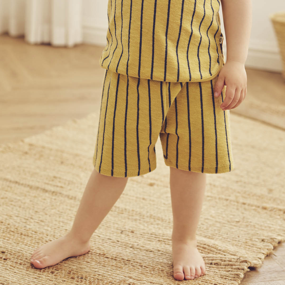 müsli TERRY STRIPE shorts i frotté Bukser Hemp/ Navy 690000309