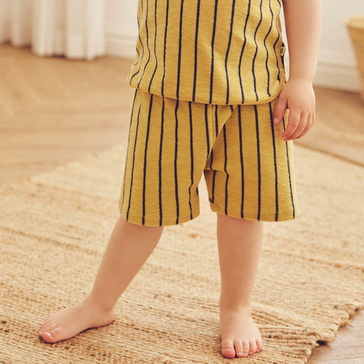 müsli TERRY STRIPE shorts i frotté Bukser Hemp/ Navy 690000309
