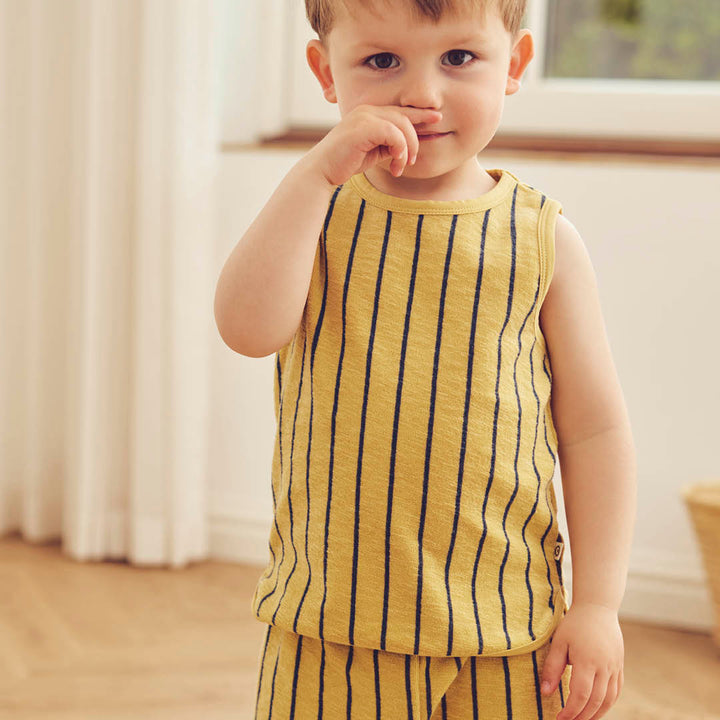 müsli TERRY STRIPE tanktop i frotté Langærmet bluse Hemp/ Navy 690000309