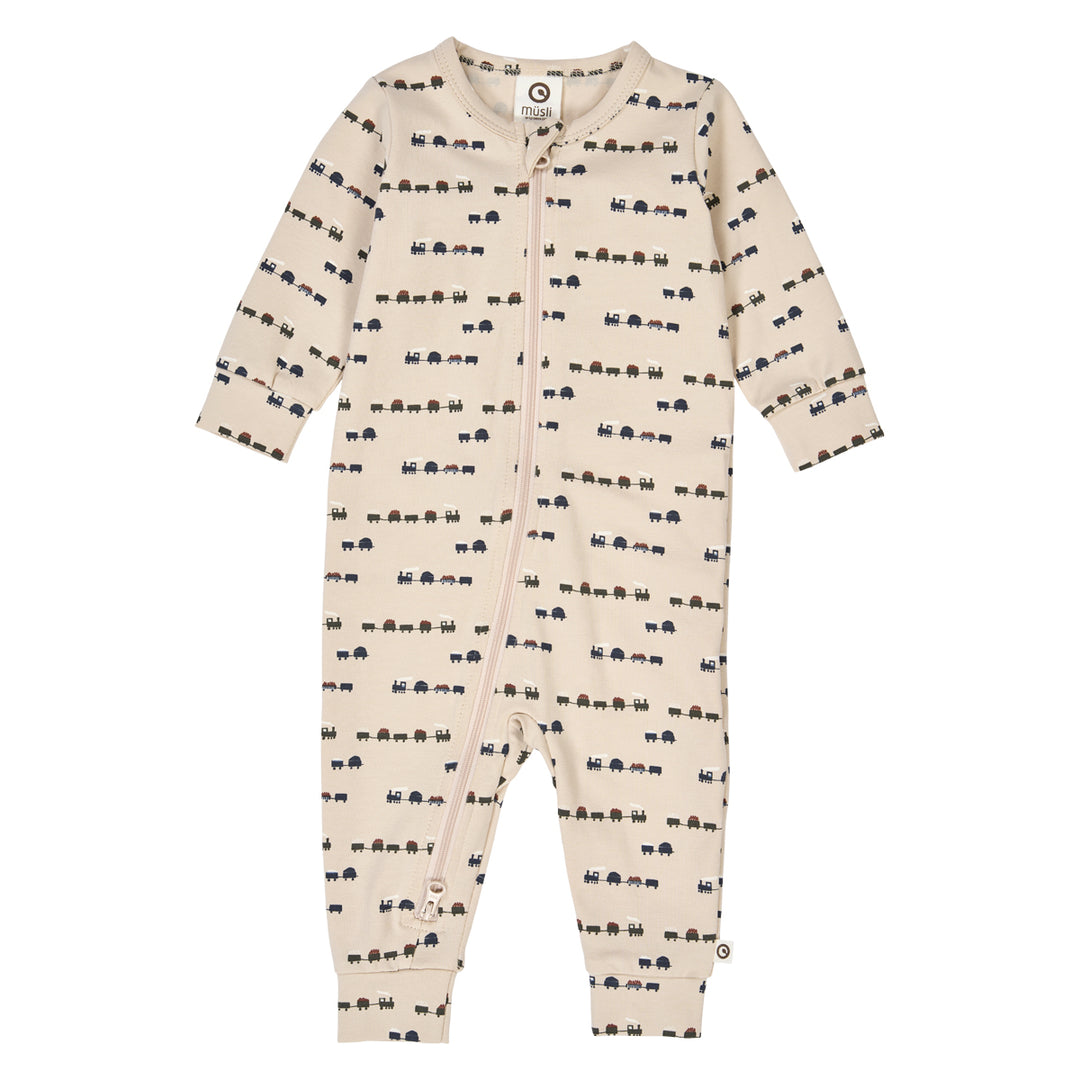 müsli TRAIN printet heldragt med lynlås Bodystockings Oak/ Root/ Deep green 690000269