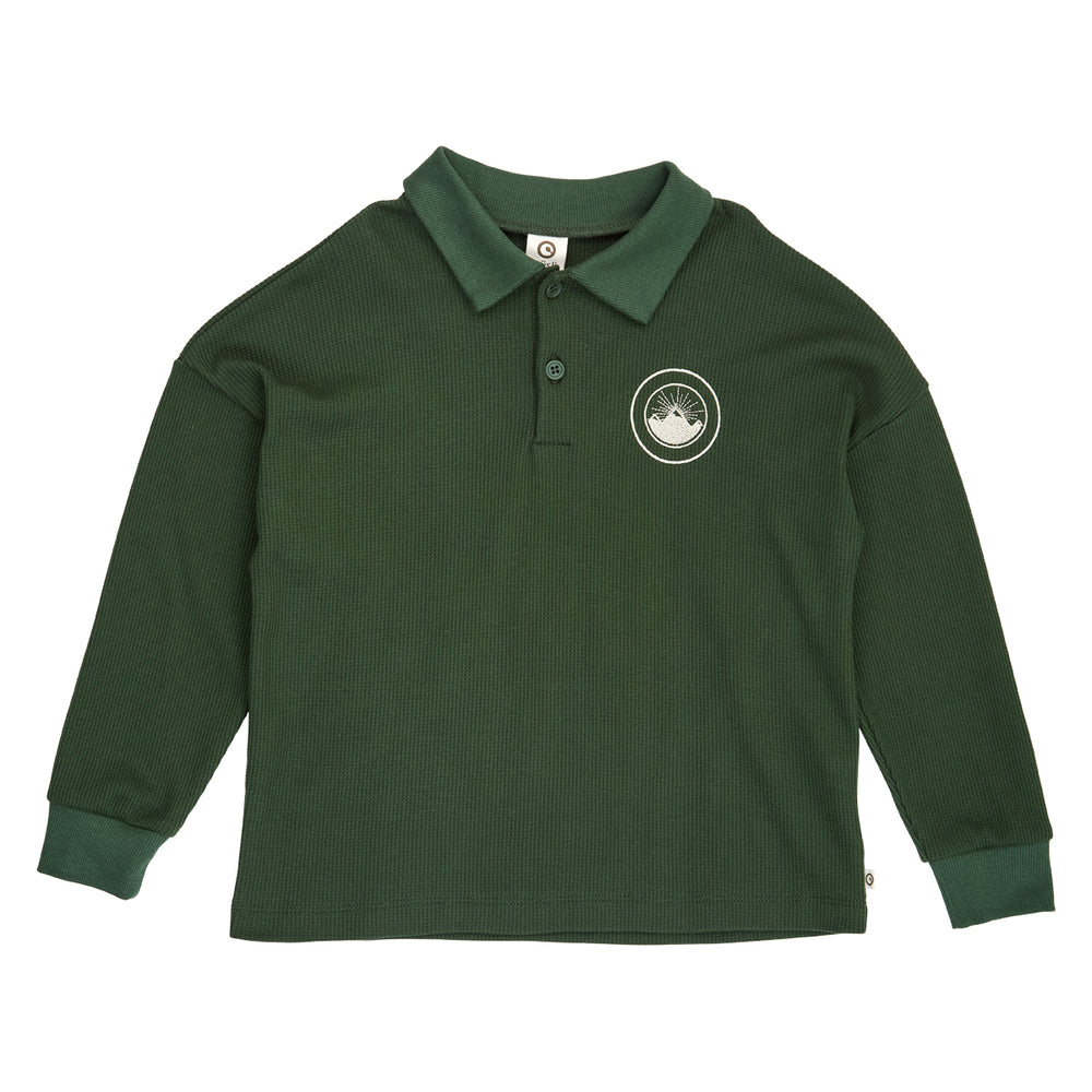 müsli WAFFLE polo Langærmet bluse Forest green 019591801