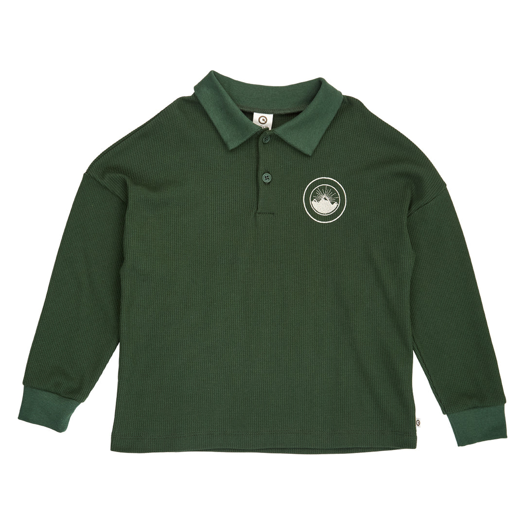 müsli WAFFLE polo Langærmet bluse Forest green 019591801