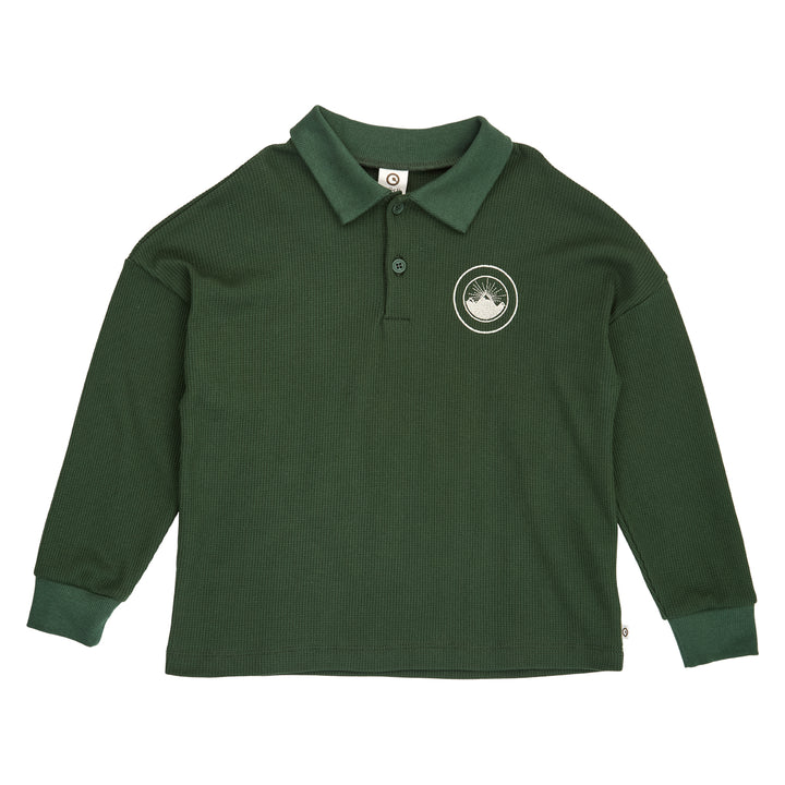 müsli WAFFLE polo Langærmet bluse Forest green 019591801
