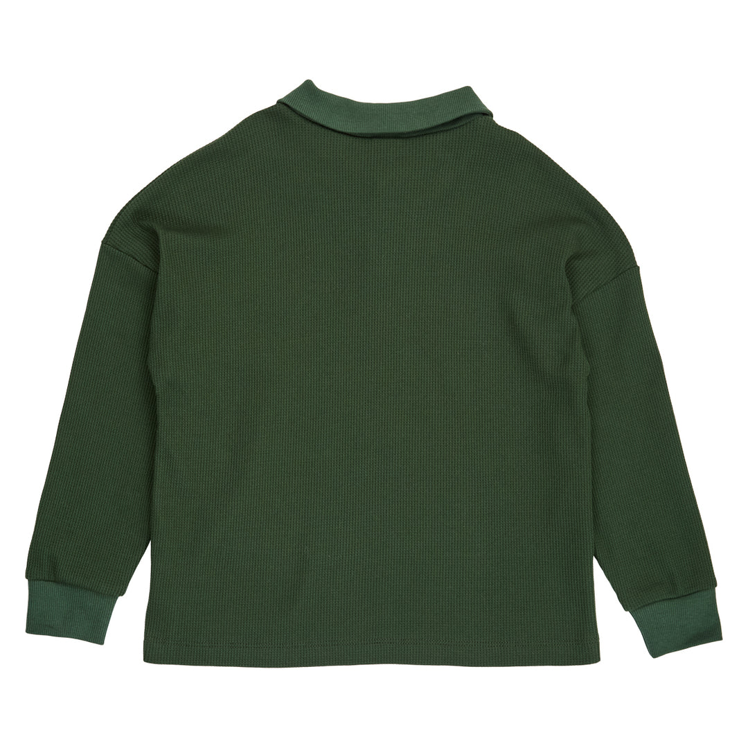 müsli WAFFLE polo Langærmet bluse Forest green 019591801