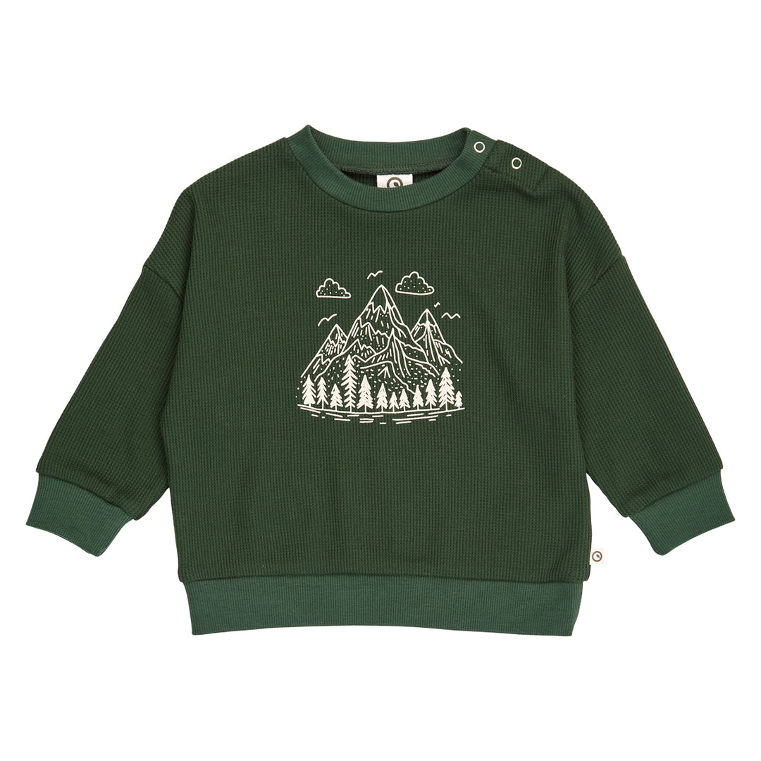 müsli WAFFLE sweattrøje Langærmet bluse Forest green 019591801