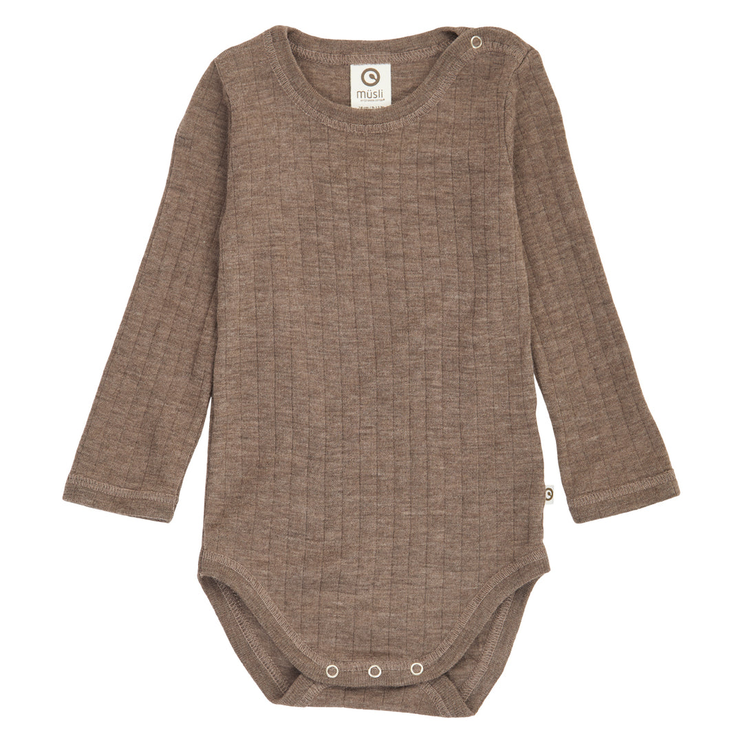 müsli WOOLLY RIB body i merinould Bodystockings Walnut melange 821000012