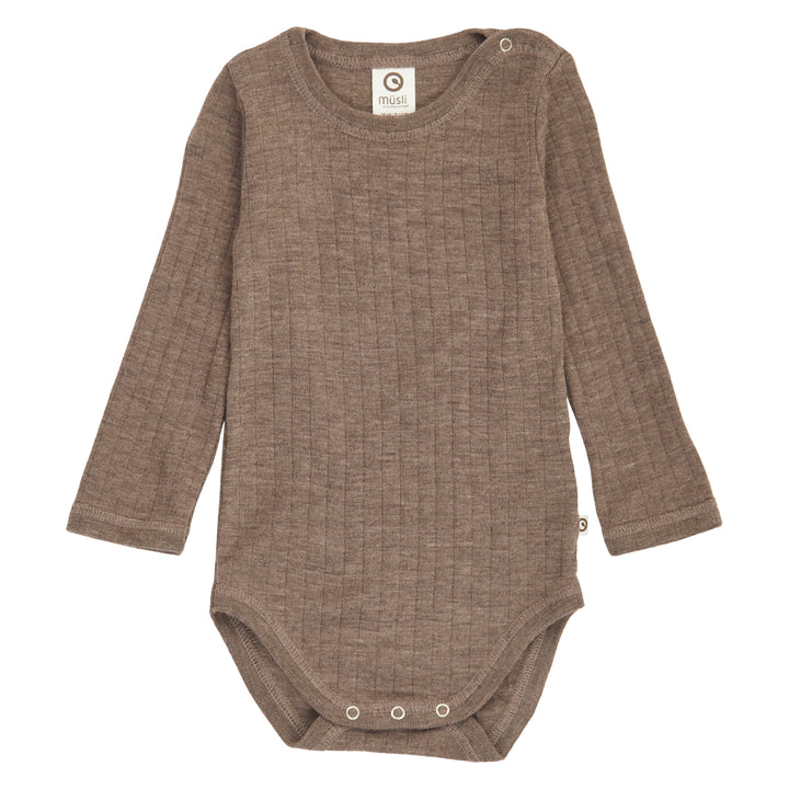 müsli WOOLLY RIB body i merinould Bodystockings Walnut melange 821000012