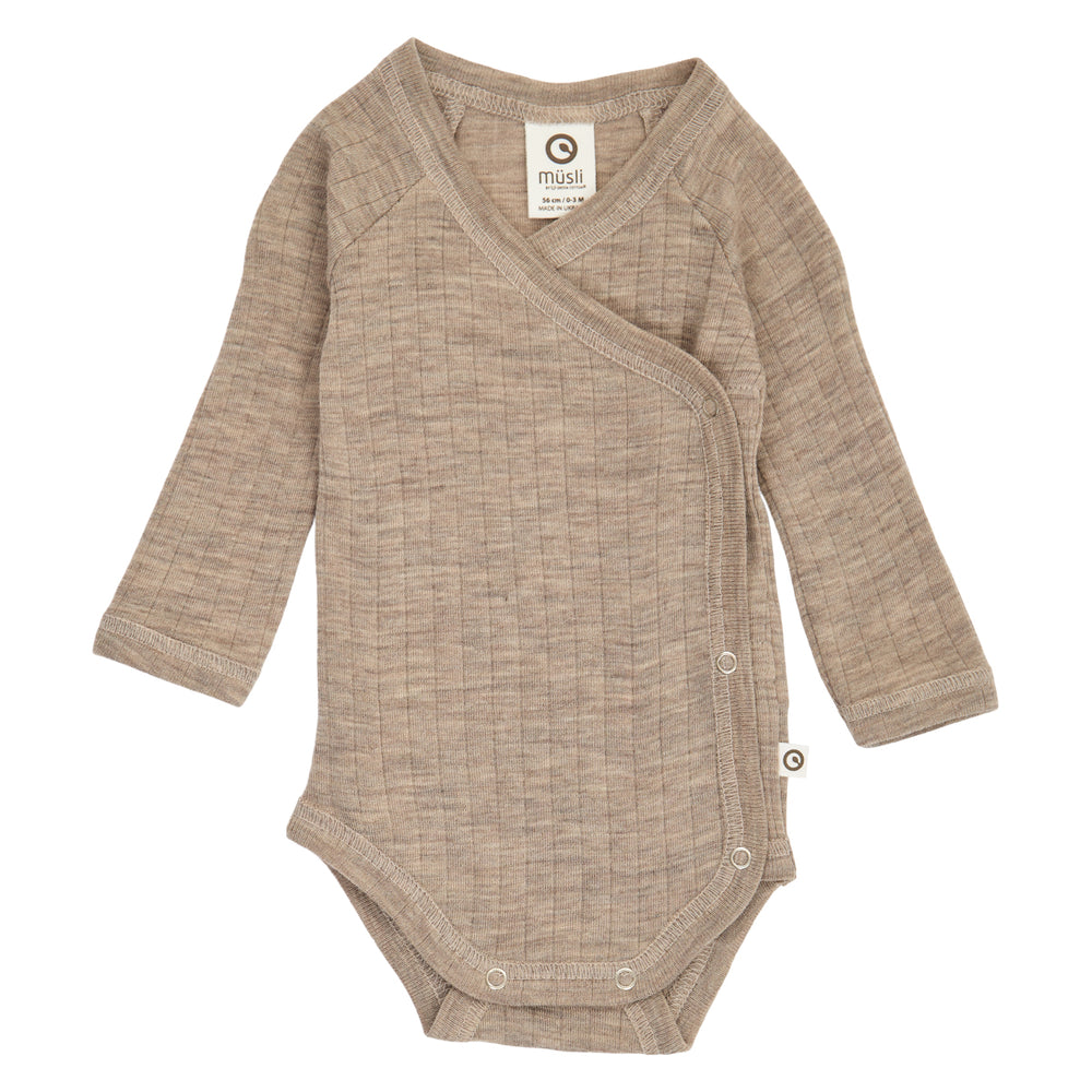 müsli WOOLLY RIB body med krydslukning Bodystockings Balsam melange 821000011