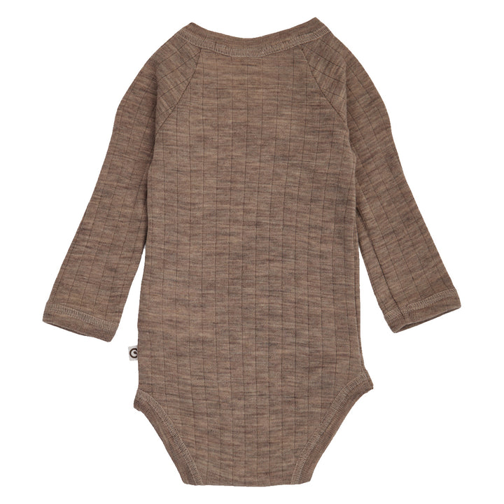 müsli WOOLLY RIB body med krydslukning Bodystockings Walnut melange 821000012