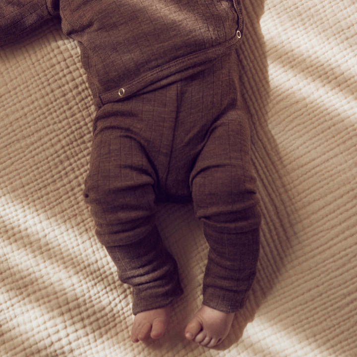 müsli WOOLLY RIB bukser med foldbare fødder Bukser Walnut melange 821000012