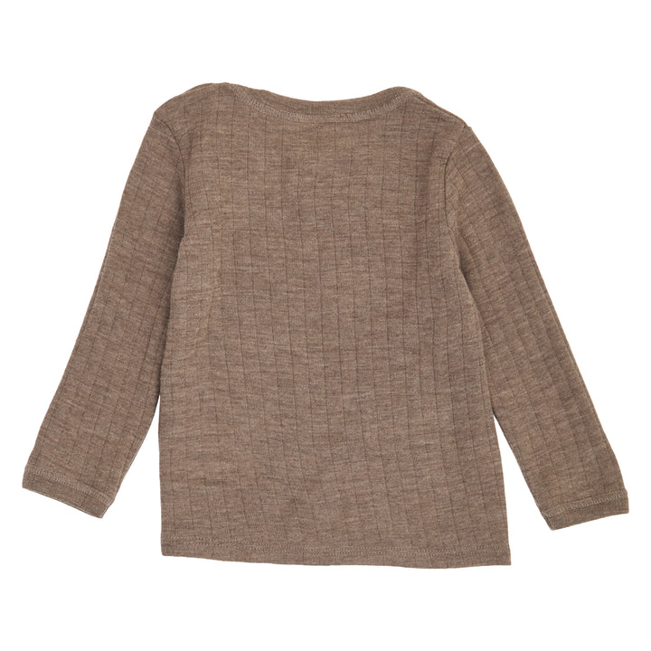müsli WOOLLY bluse i merinould Langærmet bluse Walnut melange 821000012