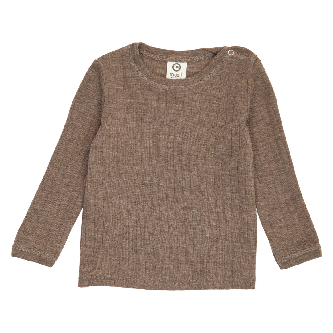 müsli WOOLLY bluse i merinould Langærmet bluse Walnut melange 821000012