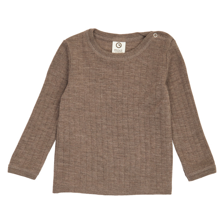 müsli WOOLLY bluse i merinould Langærmet bluse Walnut melange 821000012