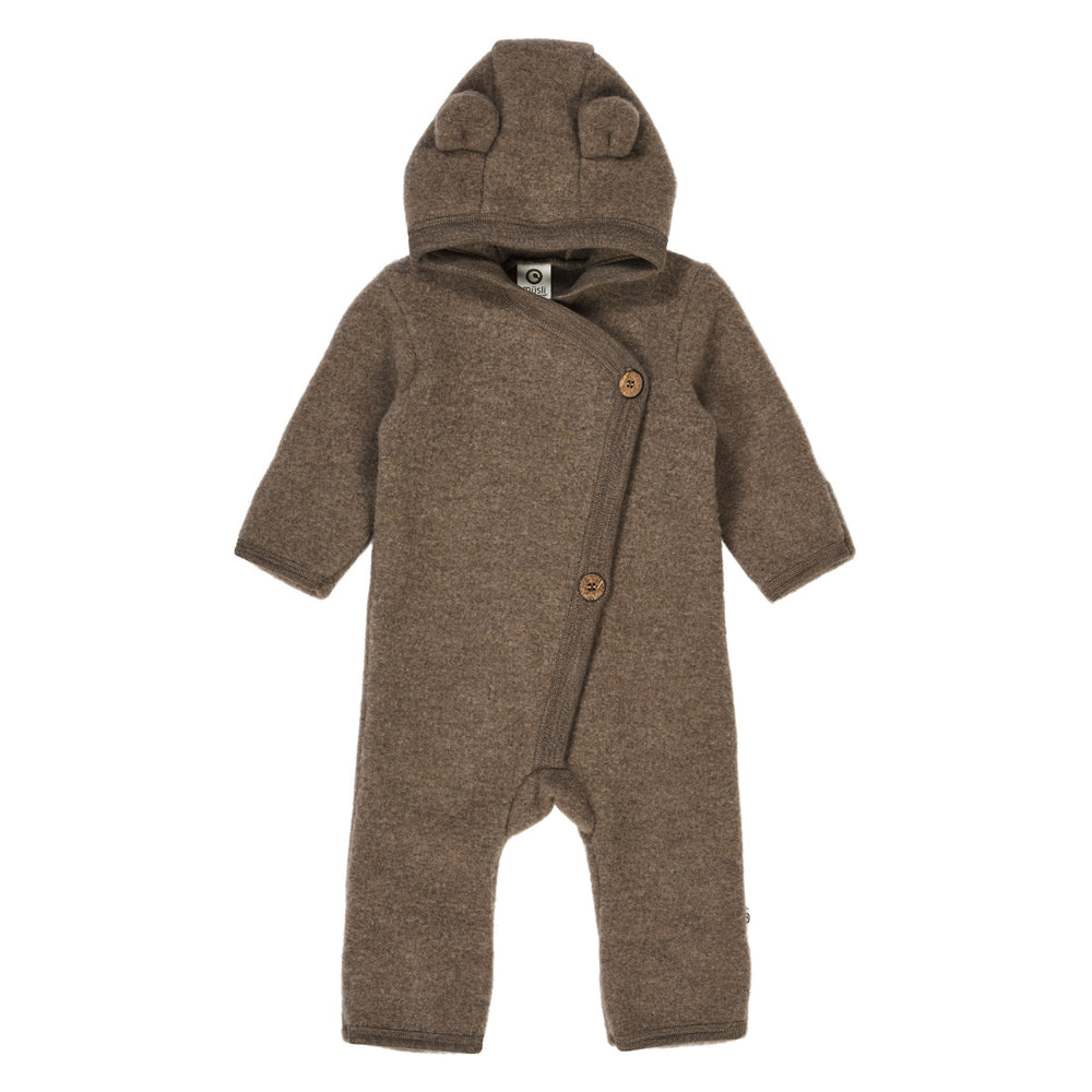 müsli WOOLLY køredragt i merinould fleece Bodystockings Walnut melange 821000012