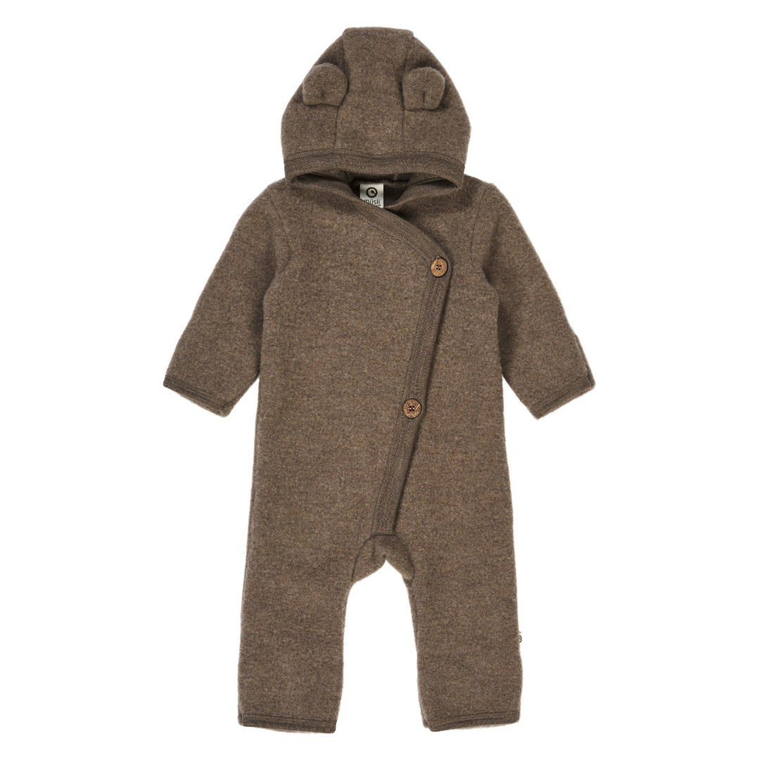 müsli WOOLLY køredragt i merinould fleece Bodystockings Walnut melange 821000012